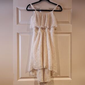 Almost Famous white lace layered sleeveless high low dress M